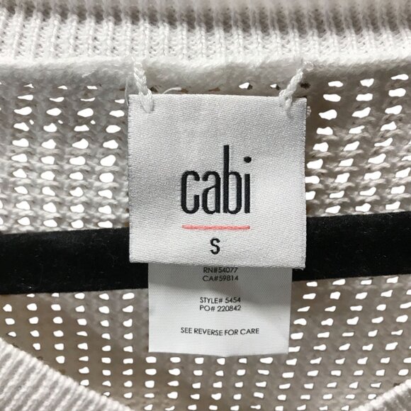 Cabi White Mesh Short Sleeve v neck Sweater Womens Small - Picture 4 of 4